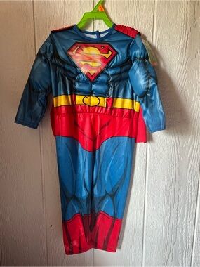 Blue and Red Superman-Style Kids Costume with Cape 3/4T